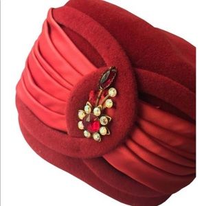 Vintage Davidson Millinery Red Glam Pillbox Hat